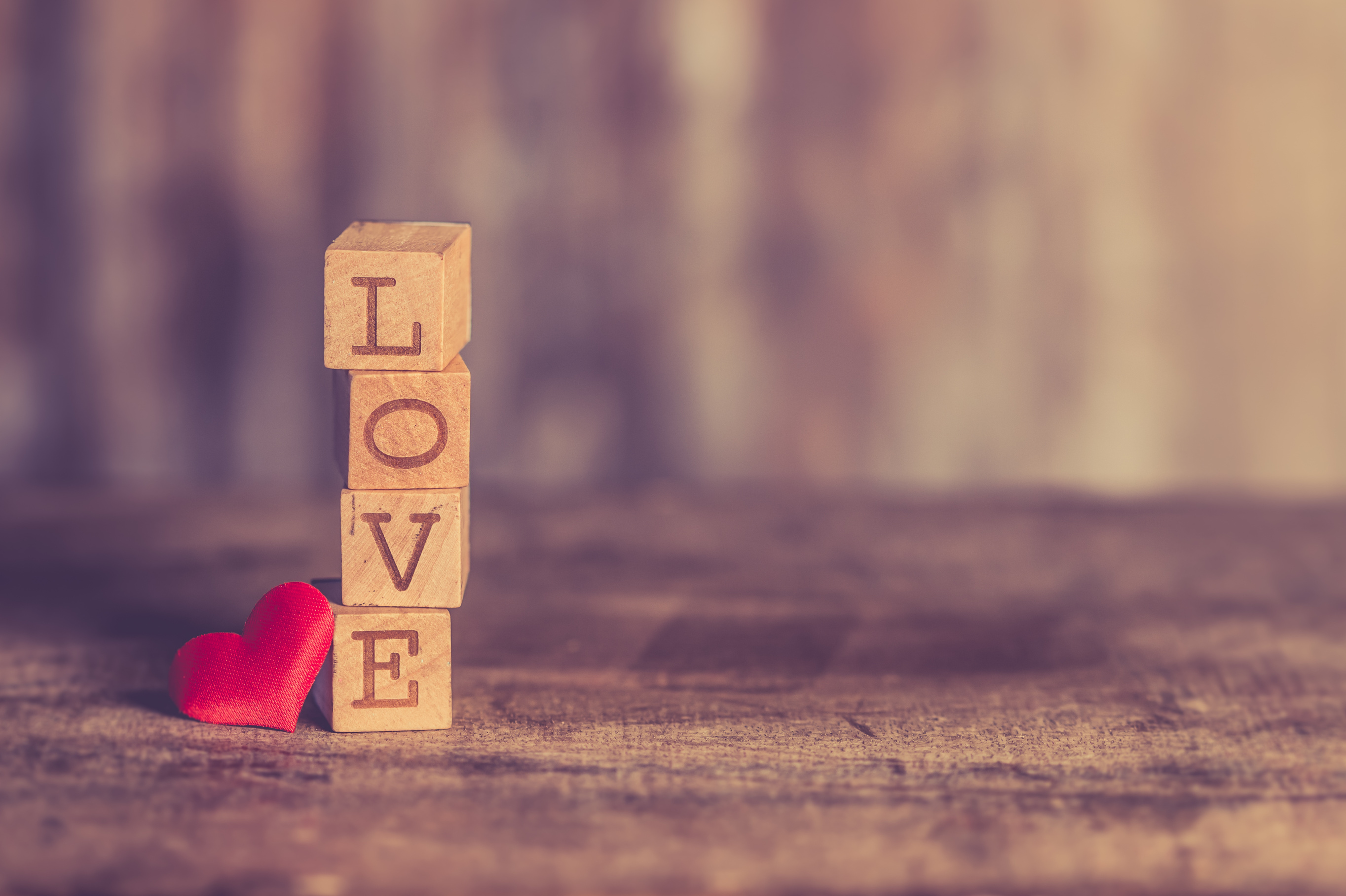 Love Word on Wooden Dice