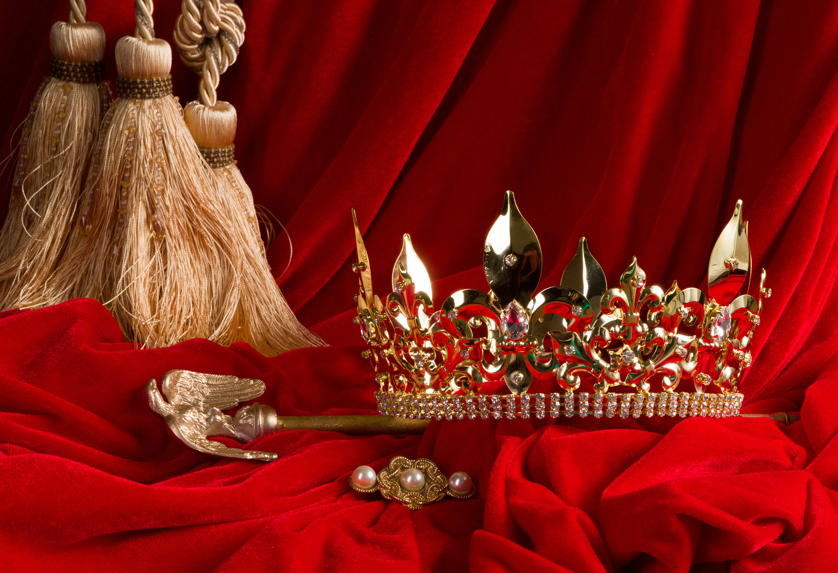 Crown and Scepter on Red Velvet